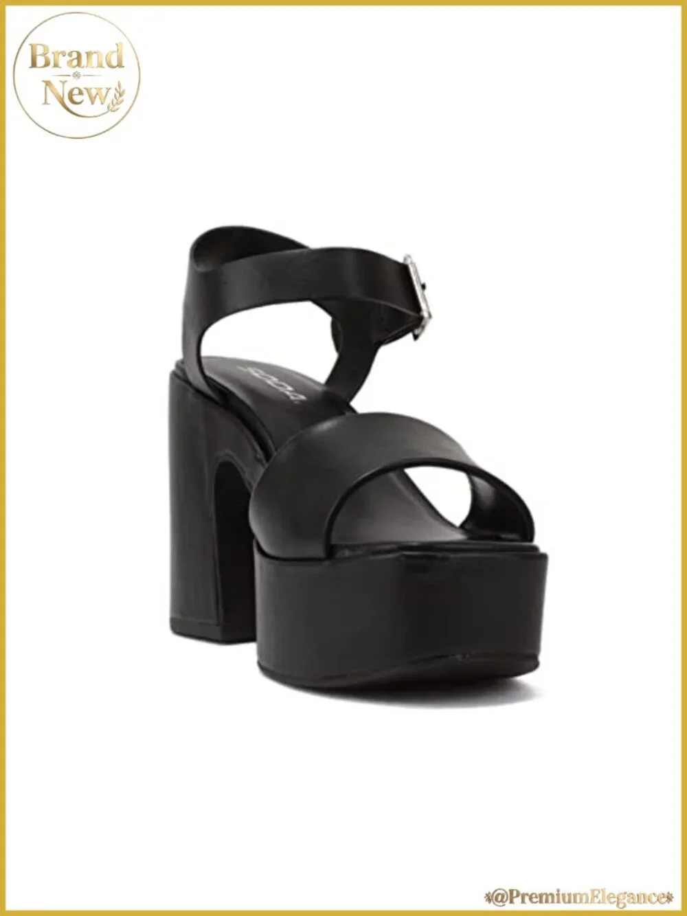 Platform Chunky High Heeled Sandal Open Toe Ankle Strap Vegan Leather